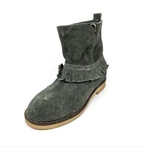 Coolway Grey Afra Fringe Suede Leather Bohemian Boots Size 8